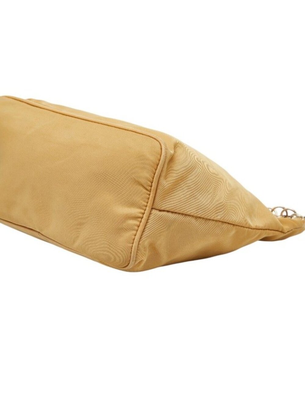 Prada Logo Chain Shoulder Bag Beige Nylon Leather - Picture 4 of 7